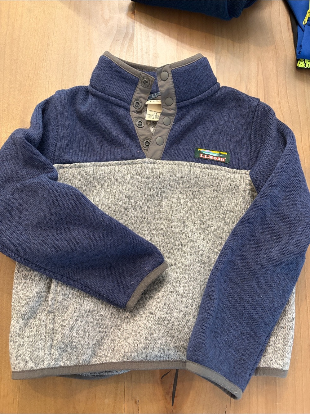 L.L. Bean Navy & Heather Gray Snap Fleece Pullover sweatshirt or jacket EUC